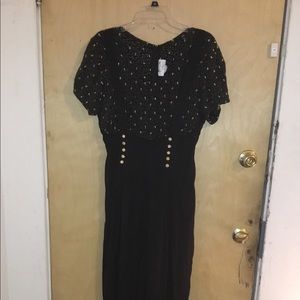 Black & Gold Jumpsuit with faux suspenders